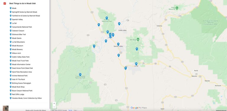 Top Things to Do in Moab, Utah map