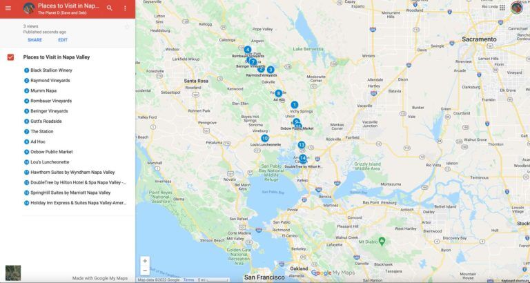 places to visit napa valley map