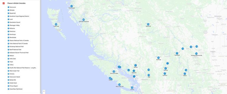 places to visit in british columbia map