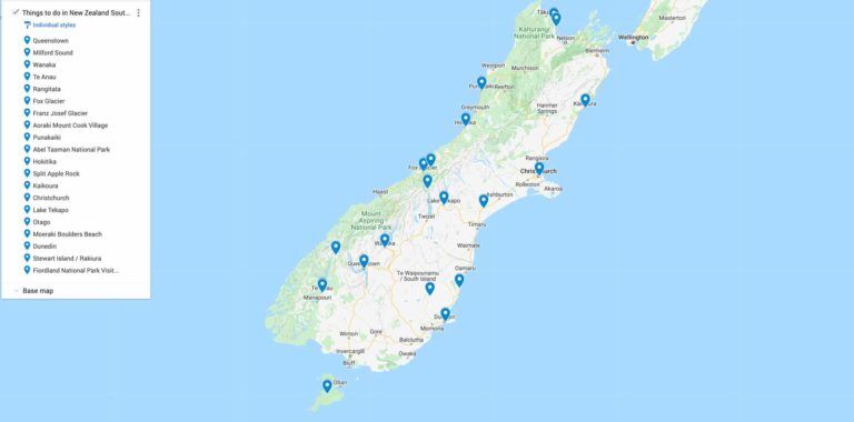 new zealand south island map