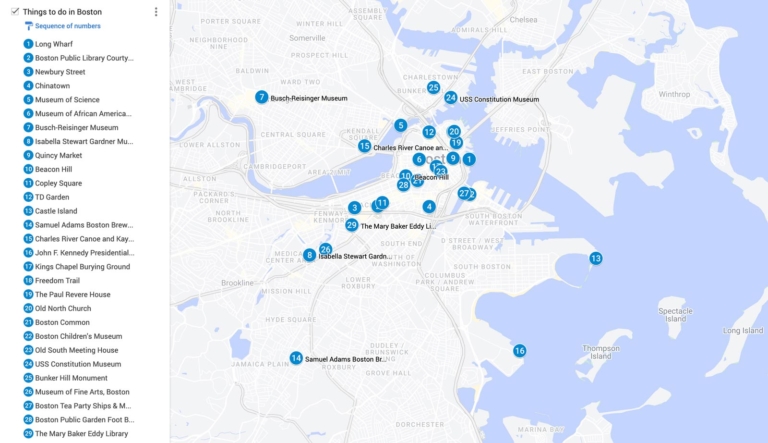 best things to do in boston interactive Map