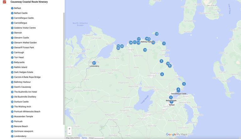 causeway coastal route map 