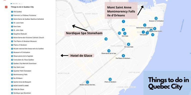 things to do in quebec city map