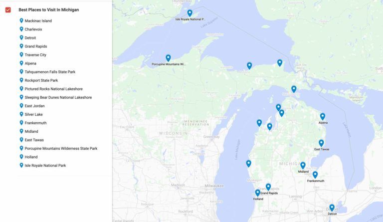 places to visit in michigan map