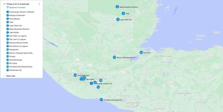 best things to do in guatemala map