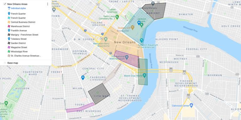 Top Things to Do in New Orleans map