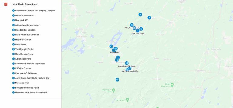 things to do in Lake Placid New York map