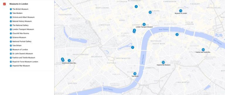 Museums in London map